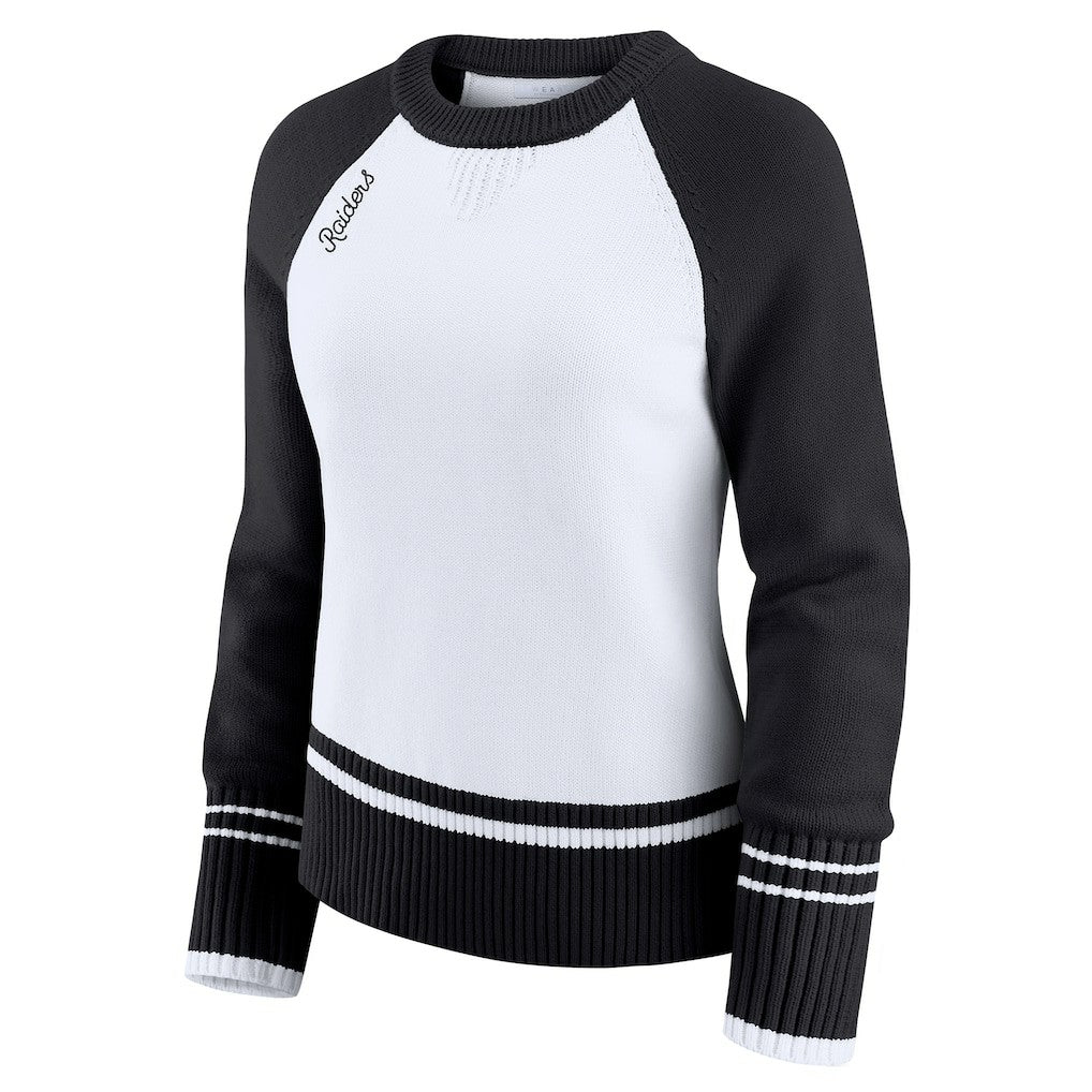 WEAR by Erin Andrews Women's Colorblock Raglan Sweater - Las Vegas Raiders