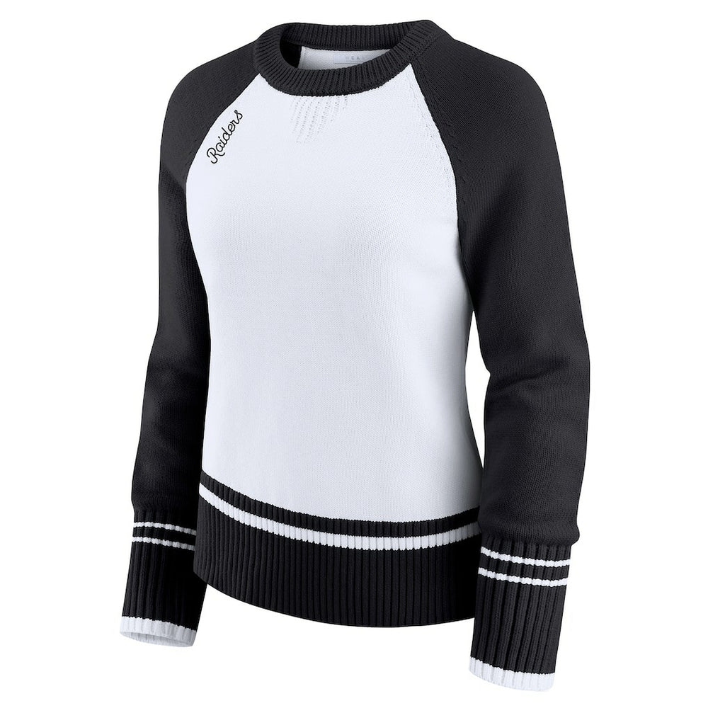 WEAR by Erin Andrews Women's Colorblock Raglan Sweater - Las Vegas Raiders