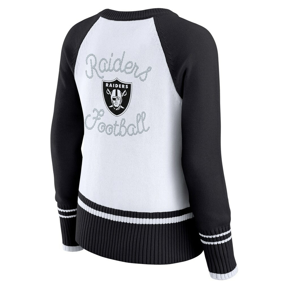 WEAR by Erin Andrews Women's Colorblock Raglan Sweater - Las Vegas Raiders
