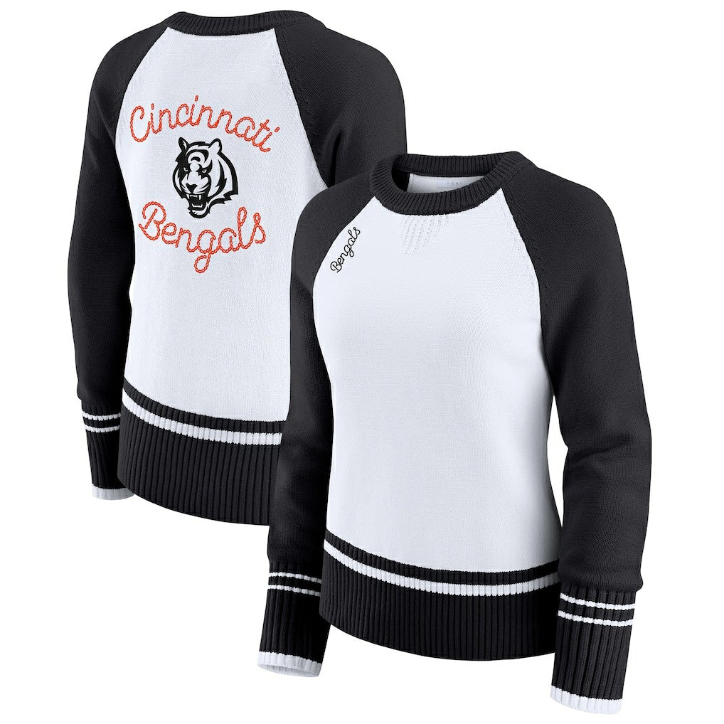 WEAR by Erin Andrews Women's Colorblock Raglan Sweater - Cincinnati Bengals