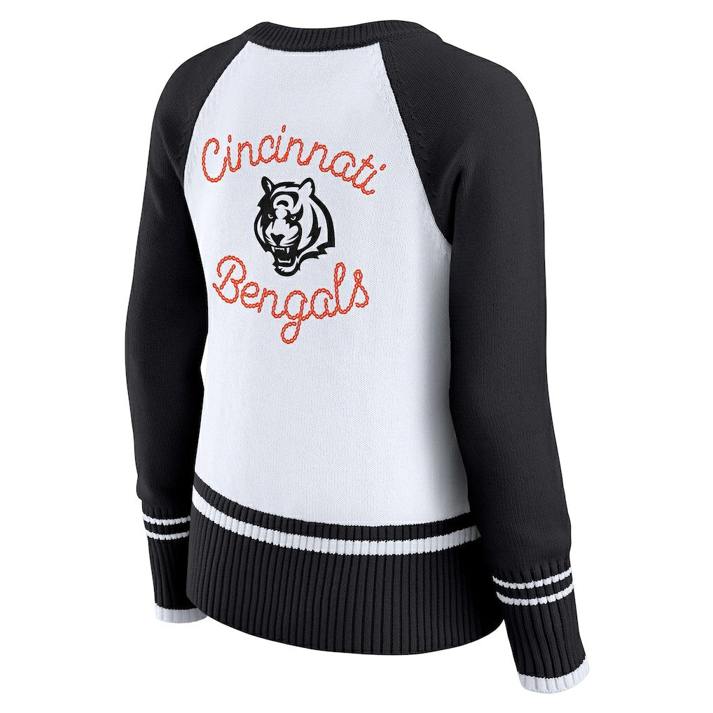 WEAR by Erin Andrews Women's Colorblock Raglan Sweater - Cincinnati Bengals