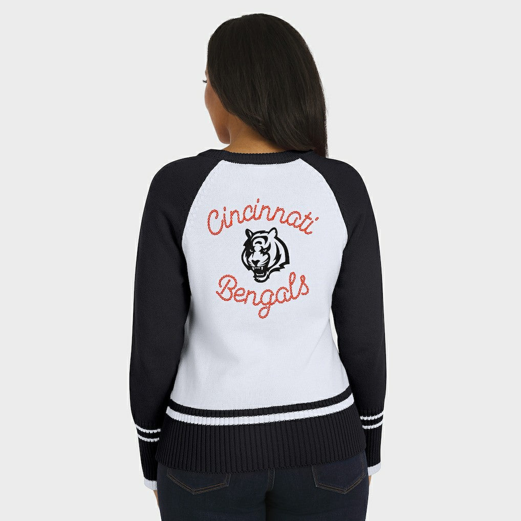 WEAR by Erin Andrews Women's Colorblock Raglan Sweater - Cincinnati Bengals