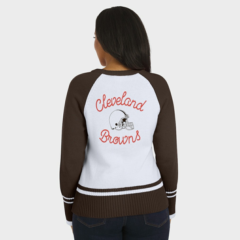 WEAR by Erin Andrews Women's Colorblock Raglan Sweater - Cleveland Browns