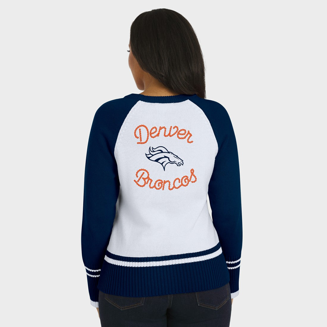 WEAR by Erin Andrews Women's Colorblock Raglan Sweater - Denver Broncos