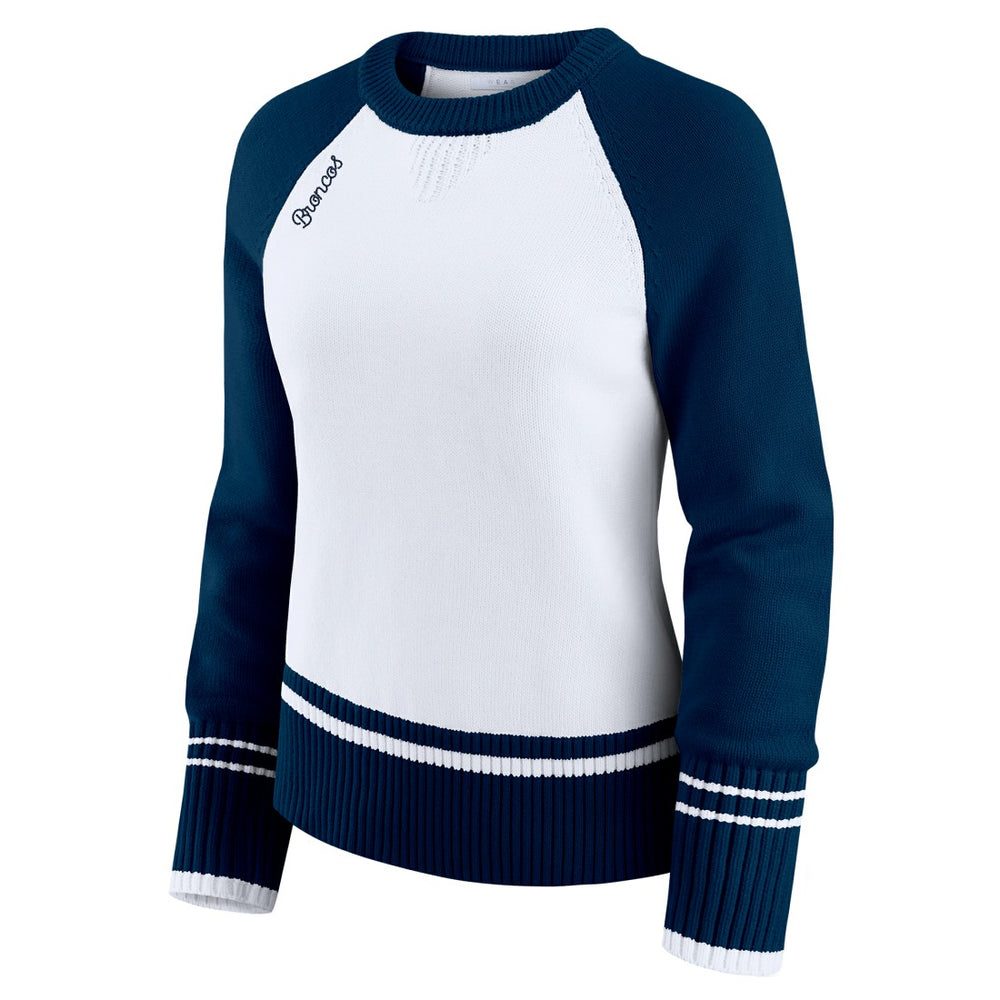 WEAR by Erin Andrews Women's Colorblock Raglan Sweater - Denver Broncos