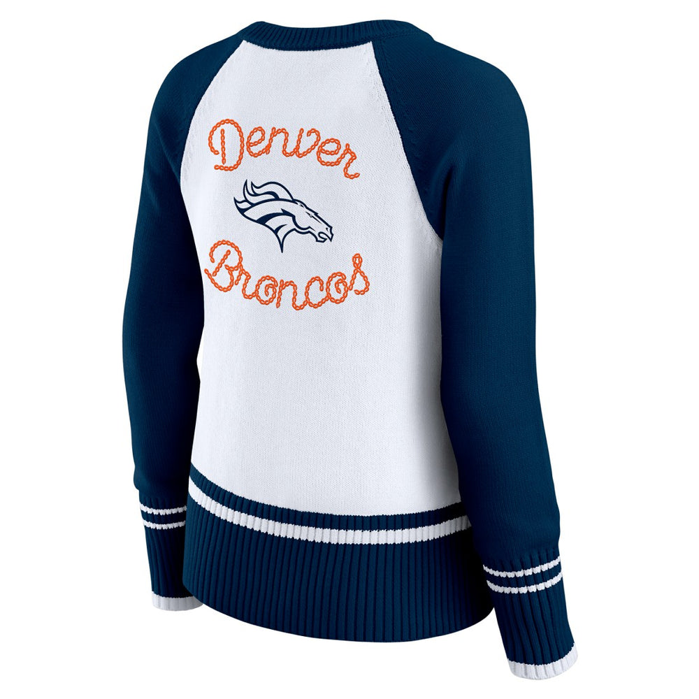 WEAR by Erin Andrews Women's Colorblock Raglan Sweater - Denver Broncos