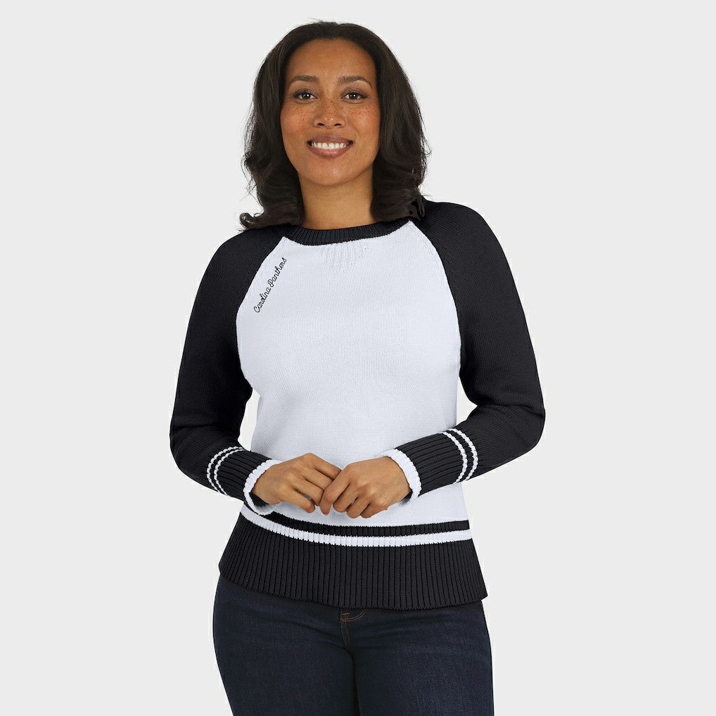 WEAR by Erin Andrews Women's Colorblock Raglan Sweater - Carolina Panthers