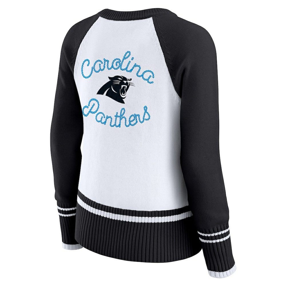WEAR by Erin Andrews Women's Colorblock Raglan Sweater - Carolina Panthers