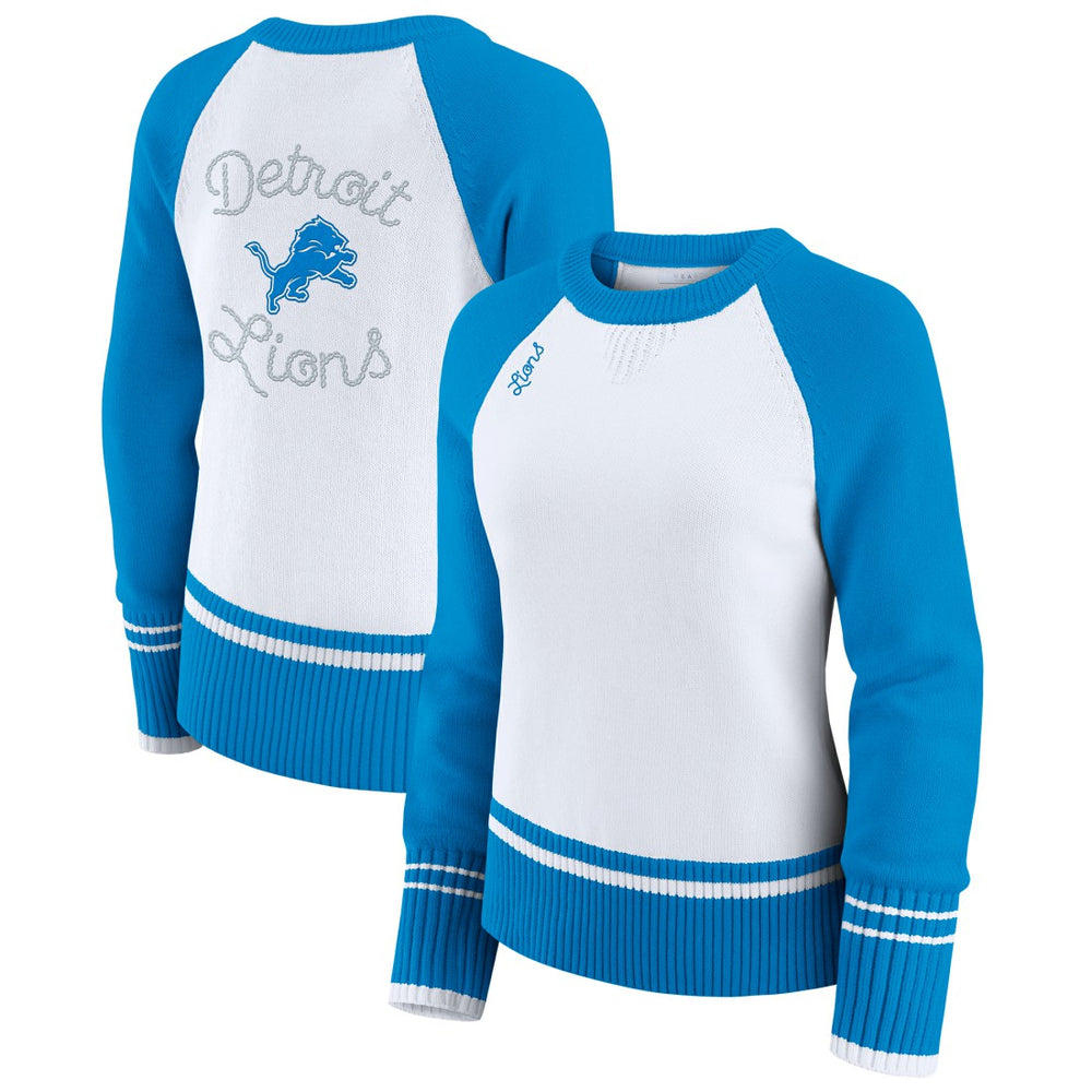 WEAR by Erin Andrews Women's Colorblock Raglan Sweater - Detroit Lions