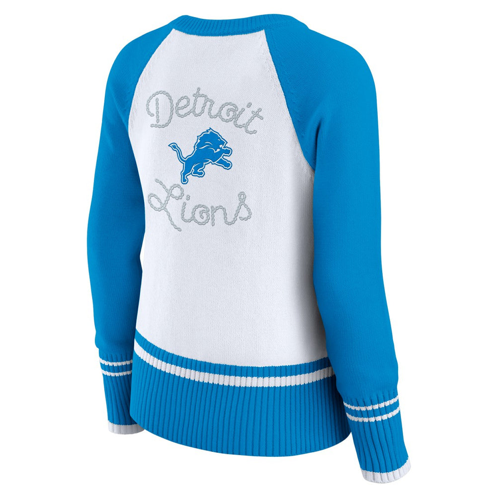 WEAR by Erin Andrews Women's Colorblock Raglan Sweater - Detroit Lions