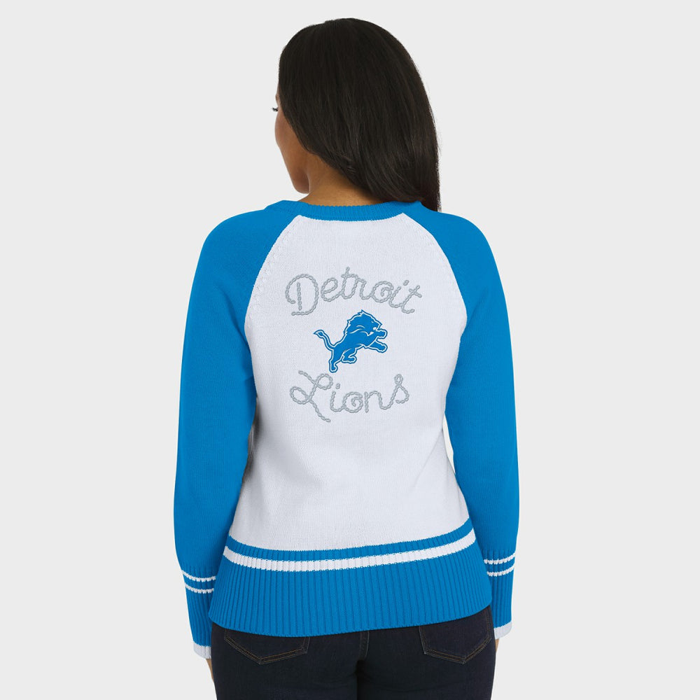 WEAR by Erin Andrews Women's Colorblock Raglan Sweater - Detroit Lions