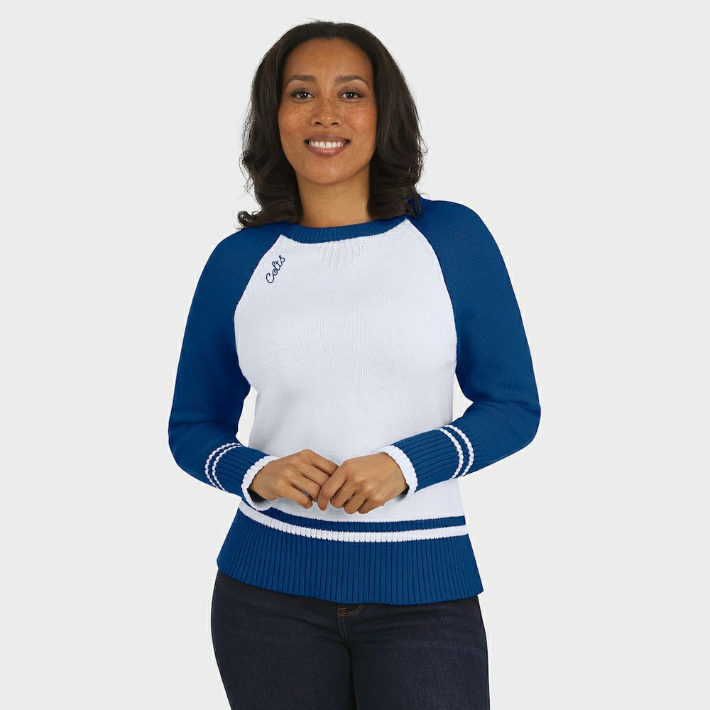 WEAR by Erin Andrews Women's Colorblock Raglan Sweater - Indianapolis Colts