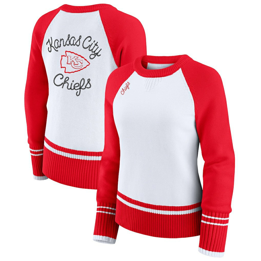 WEAR by Erin Andrews Women's Colorblock Raglan Sweater - Kansas City Chiefs