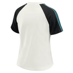 WEAR by Erin Andrews Women's Sleeve Stripe Distressed Raglan T-Shirt - Jacksonville Jaguars