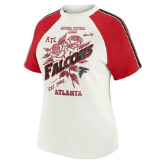 WEAR by Erin Andrews Women's Sleeve Stripe Distressed Raglan T-Shirt - Atlanta Falcons