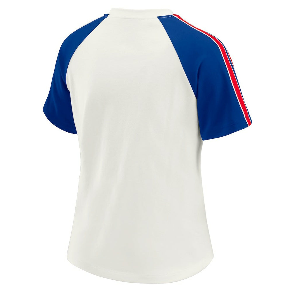 WEAR by Erin Andrews Women's Sleeve Stripe Distressed Raglan T-Shirt - Buffalo Bills
