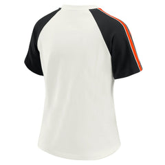 WEAR by Erin Andrews Women's Sleeve Stripe Distressed Raglan T-Shirt - Cincinnati Bengals