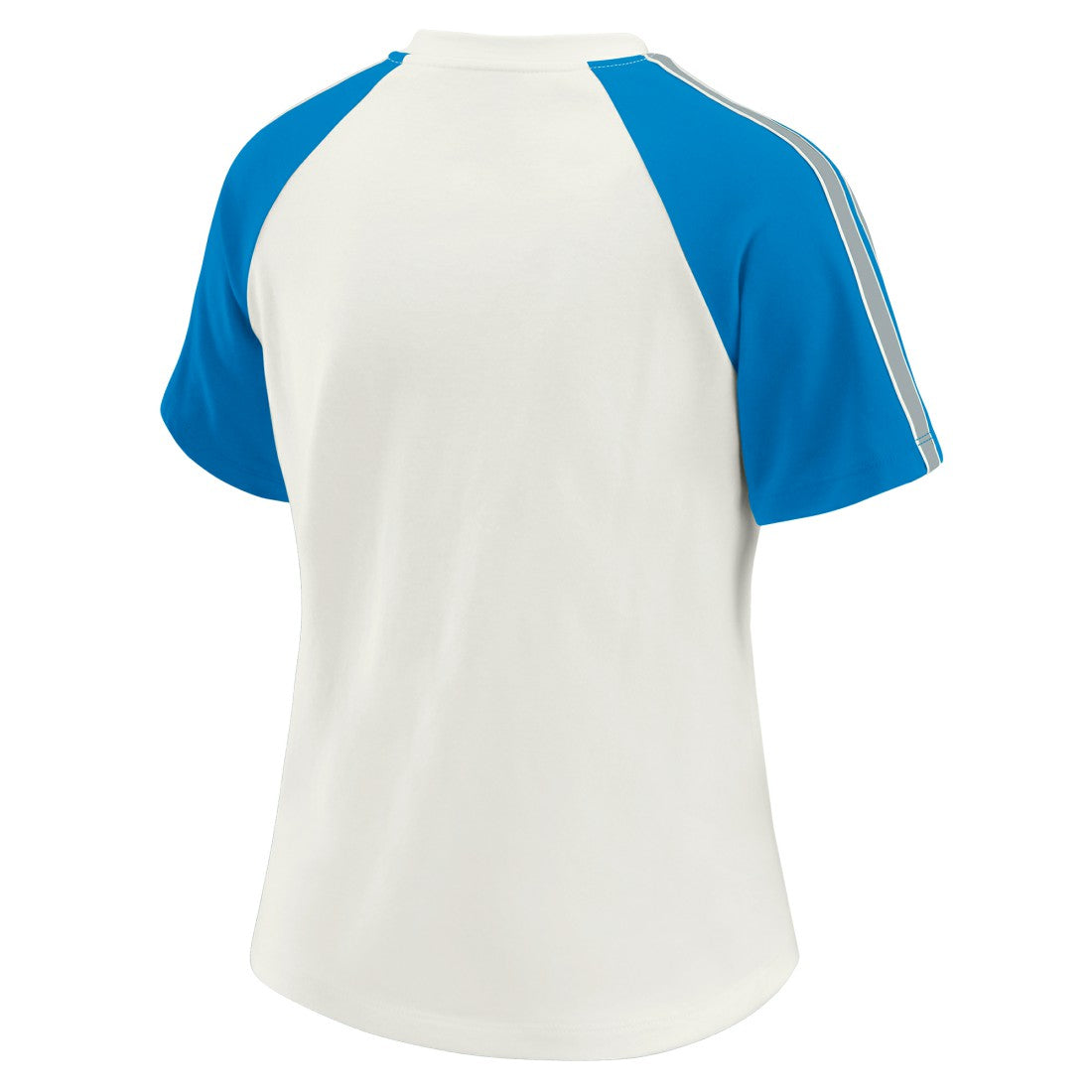 WEAR by Erin Andrews Women's Sleeve Stripe Distressed Raglan T-Shirt - Detroit Lions