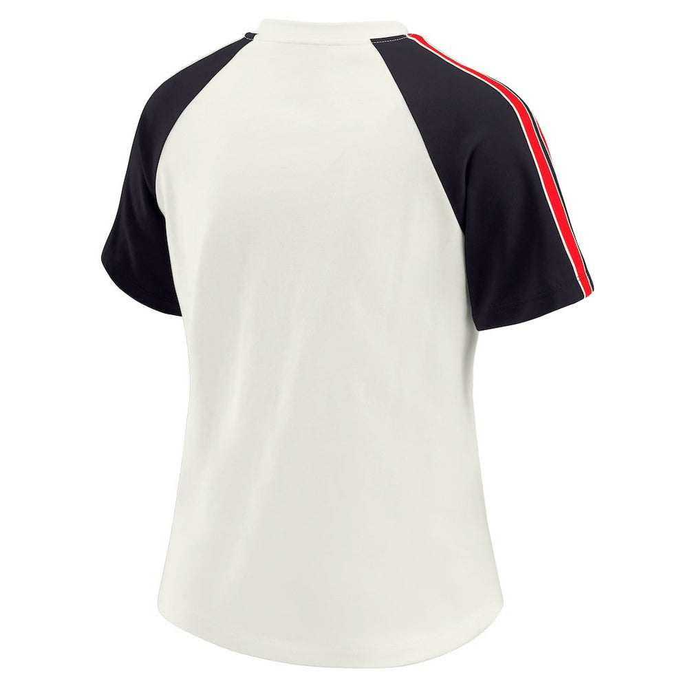 WEAR by Erin Andrews Women's Sleeve Stripe Distressed Raglan T-Shirt - Houston Texans