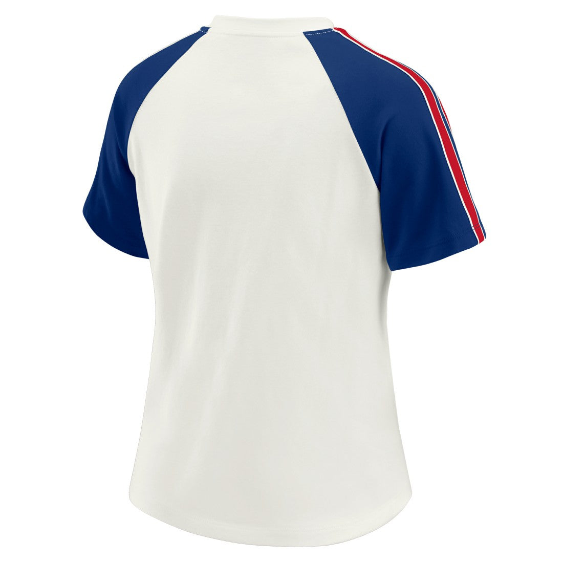 WEAR by Erin Andrews Women's Sleeve Stripe Distressed Raglan T-Shirt - New York Giants