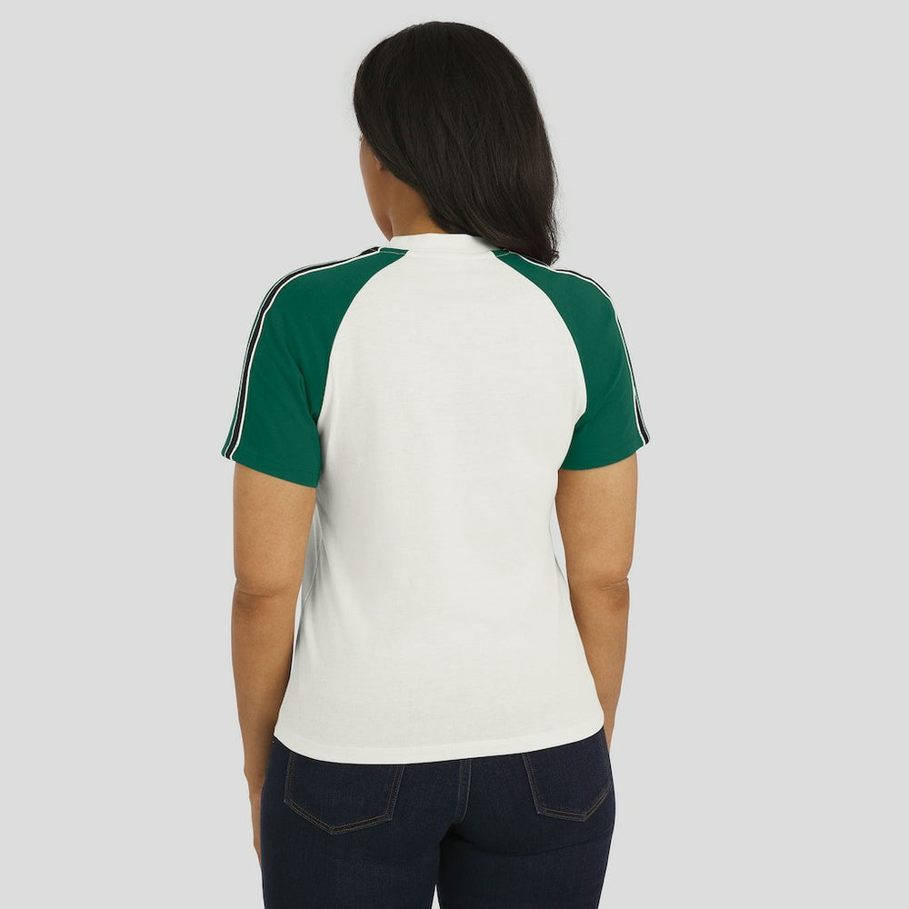 WEAR by Erin Andrews Women's Sleeve Stripe Distressed Raglan T-Shirt - New York Jets