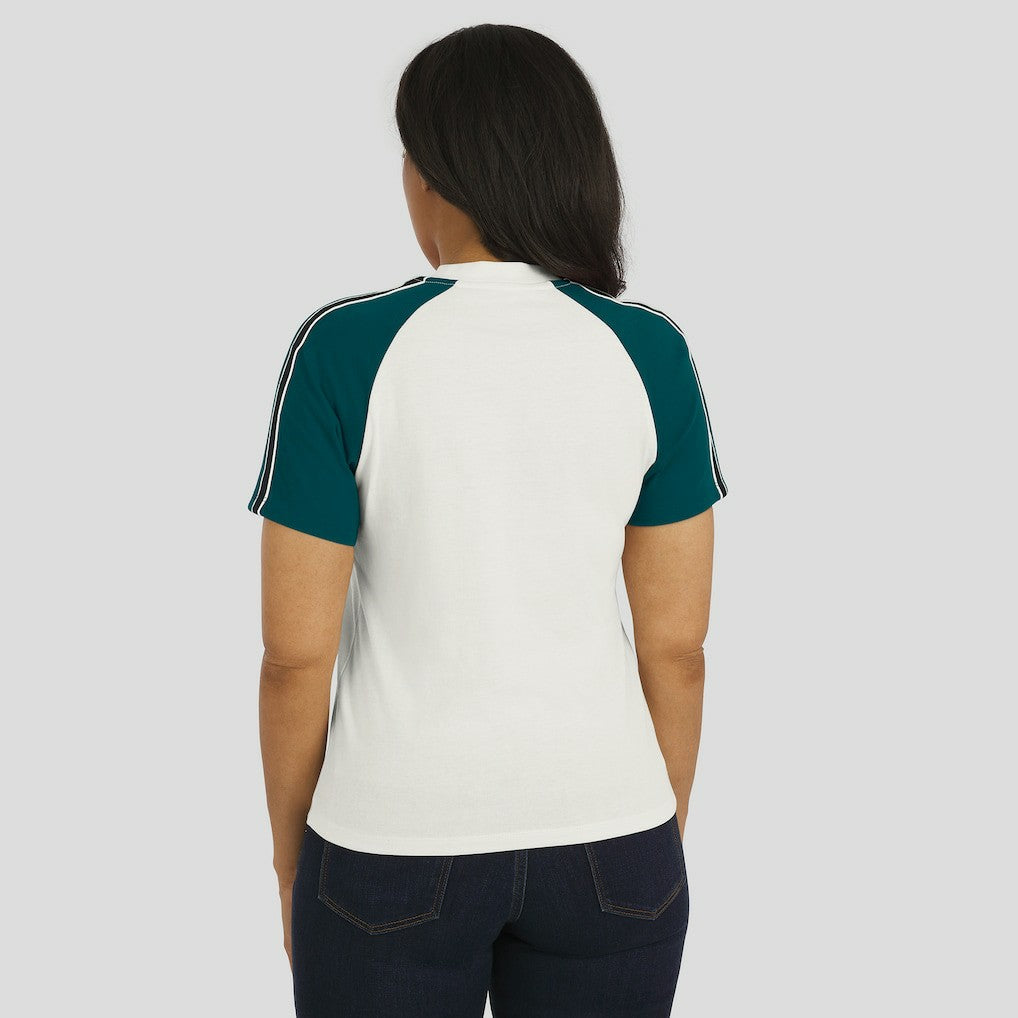 WEAR by Erin Andrews Women's Sleeve Stripe Distressed Raglan T-Shirt - Philadelphia Eagles