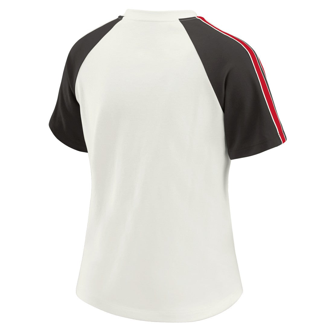 WEAR by Erin Andrews Women's Sleeve Stripe Distressed Raglan T-Shirt - Tampa Bay Buccaneers