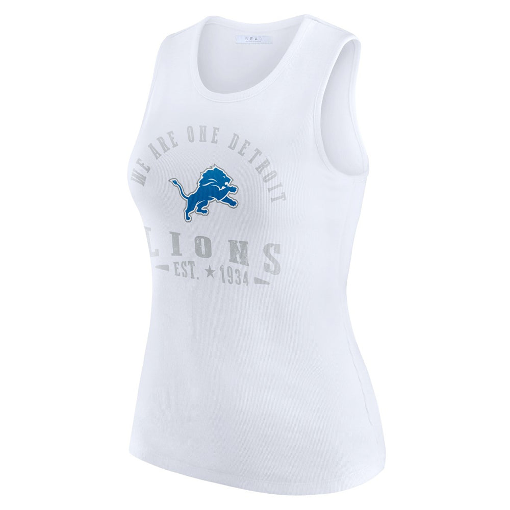 WEAR by Erin Andrews Women's Ribbed Graphic Tank Top - Detroit Lions