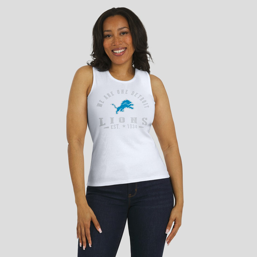 WEAR by Erin Andrews Women's Ribbed Graphic Tank Top - Detroit Lions