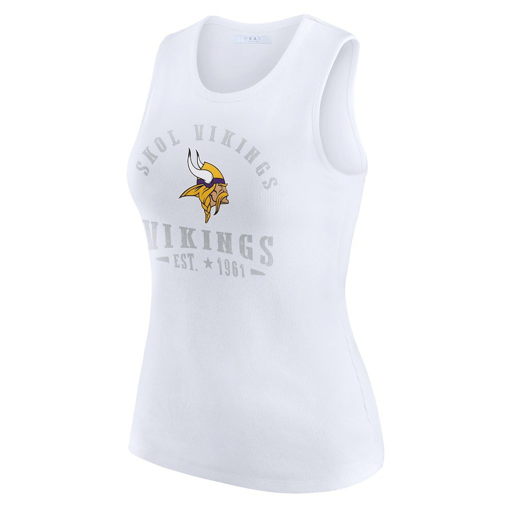 WEAR by Erin Andrews Women's Ribbed Graphic Tank Top - Minnesota Vikings