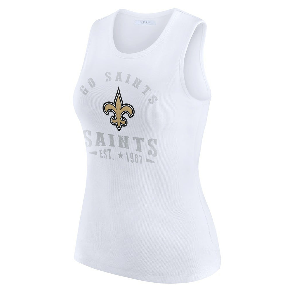 WEAR by Erin Andrews Women's Ribbed Graphic Tank Top - New Orleans Saints