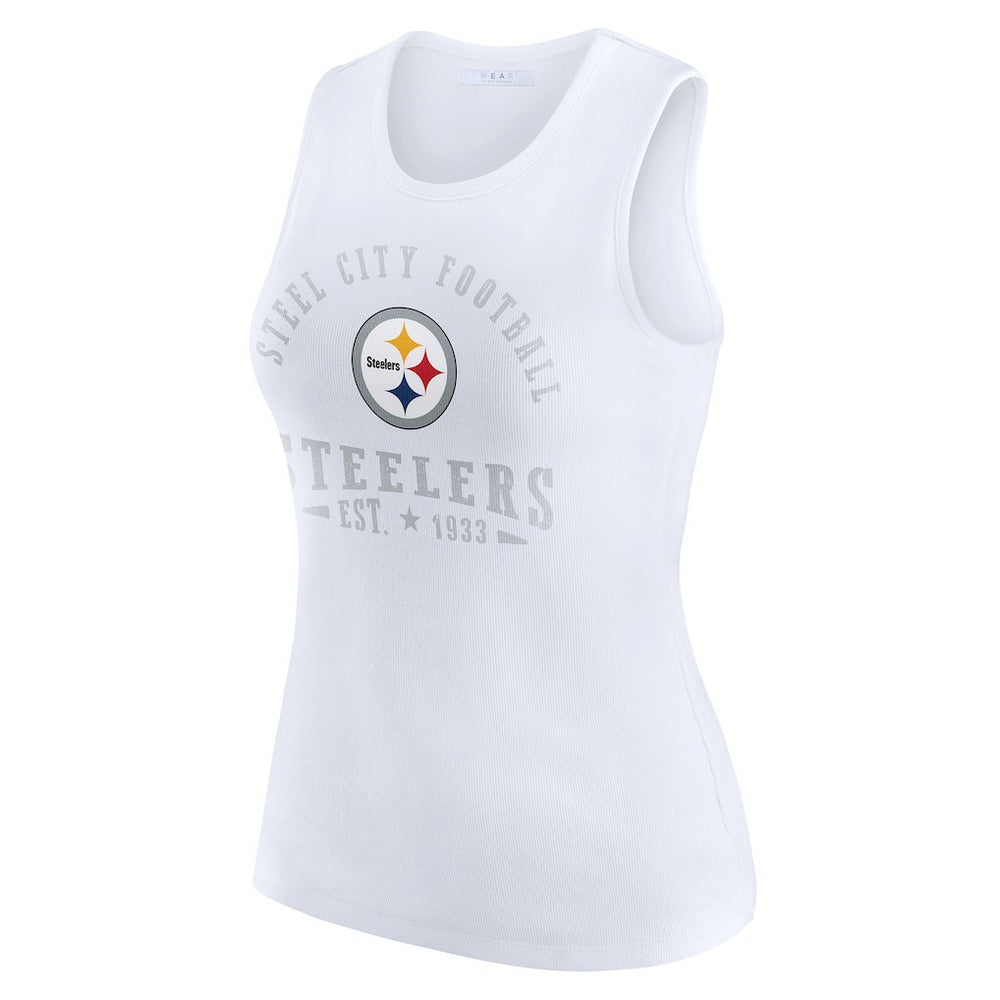 WEAR by Erin Andrews Women's Ribbed Graphic Tank Top - Pittsburgh Steelers