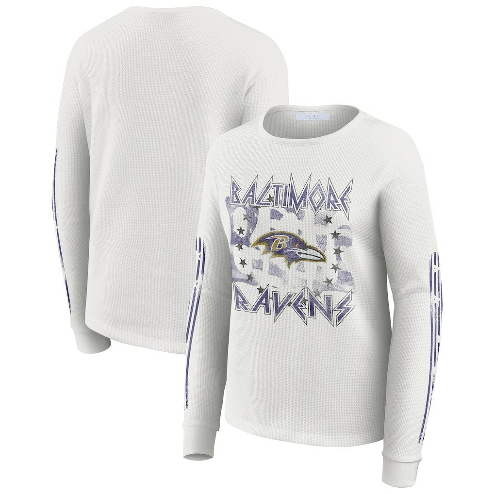WEAR by Erin Andrews Women's Graphic Waffle Long-Sleeve T-Shirt - Baltimore Ravens