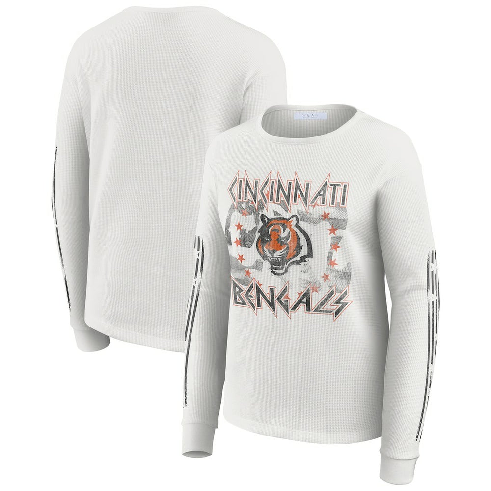 WEAR by Erin Andrews Women's Graphic Waffle Long-Sleeve T-Shirt - Cincinnati Bengals