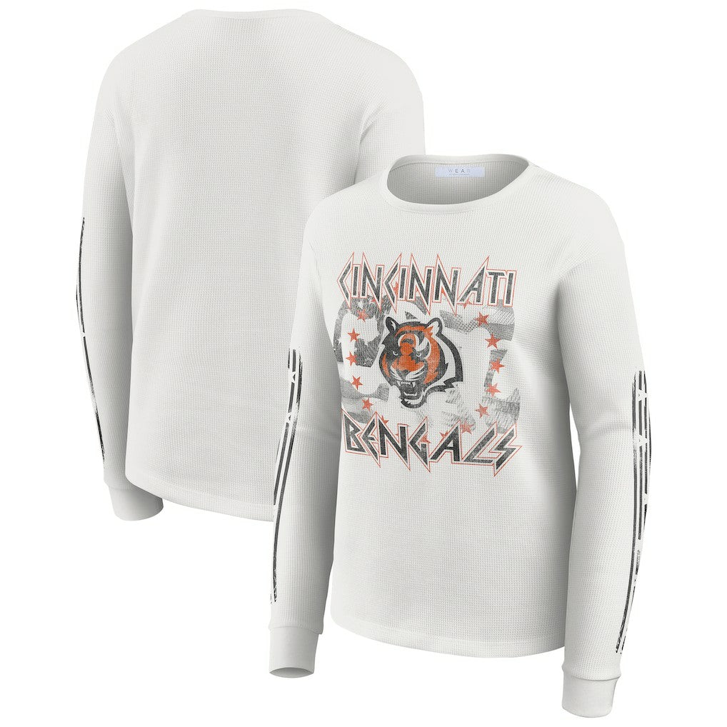 WEAR by Erin Andrews Women's Graphic Waffle Long-Sleeve T-Shirt - Cincinnati Bengals