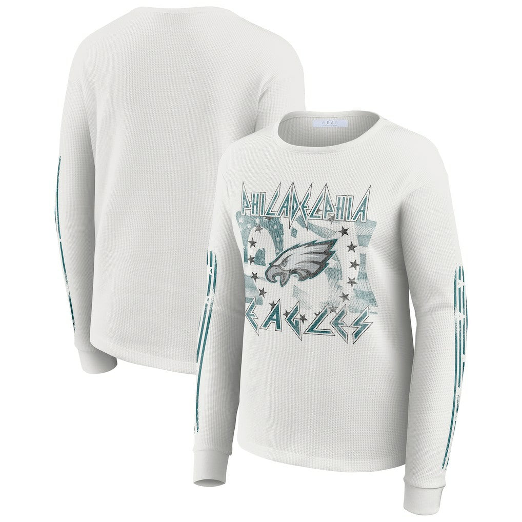WEAR by Erin Andrews Women's Graphic Waffle Long-Sleeve T-Shirt - Philadelphia Eagles