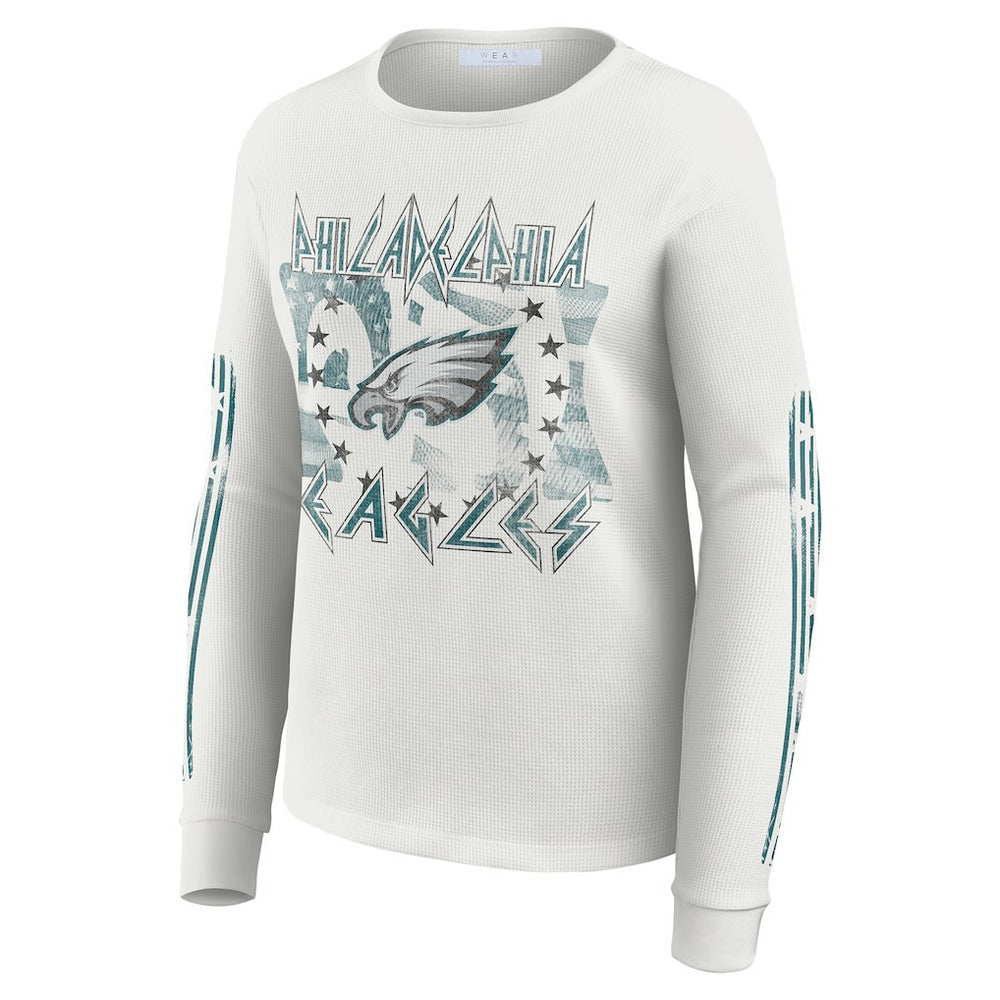 WEAR by Erin Andrews Women's Graphic Waffle Long-Sleeve T-Shirt - Philadelphia Eagles