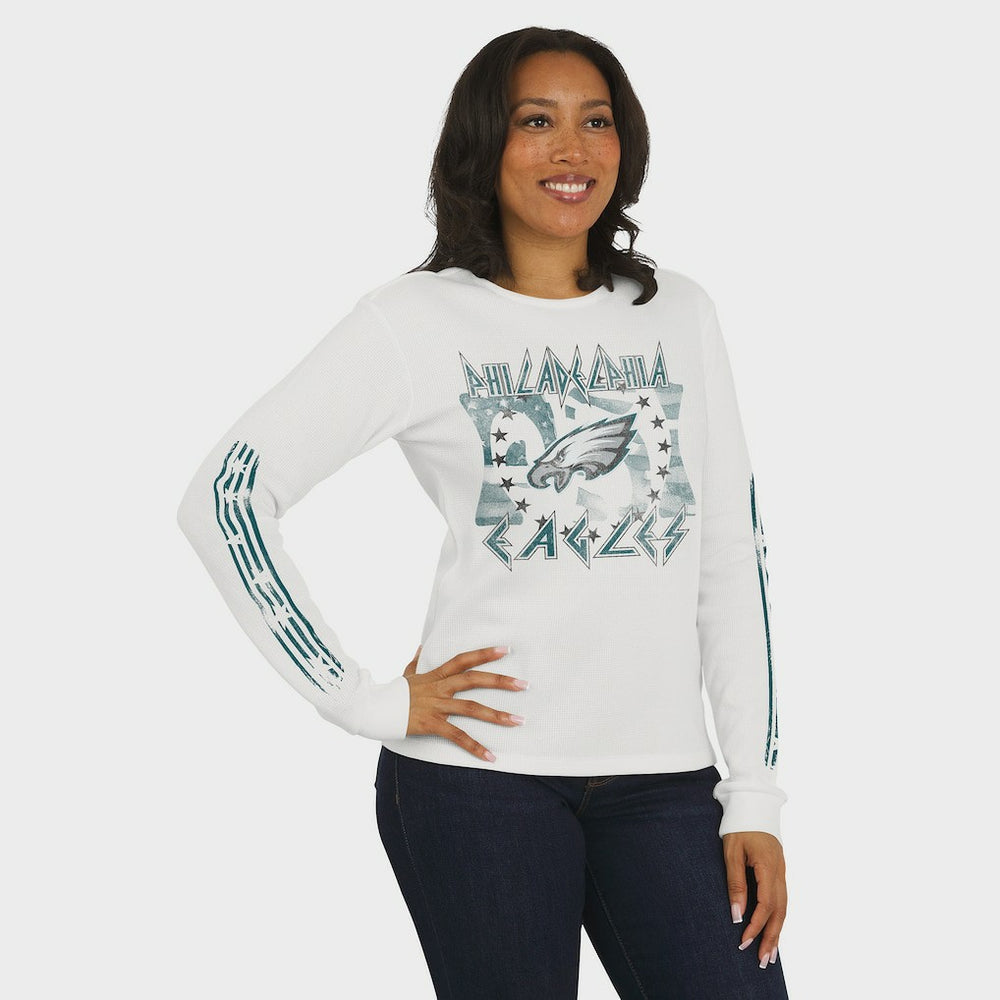 WEAR by Erin Andrews Women's Graphic Waffle Long-Sleeve T-Shirt - Philadelphia Eagles