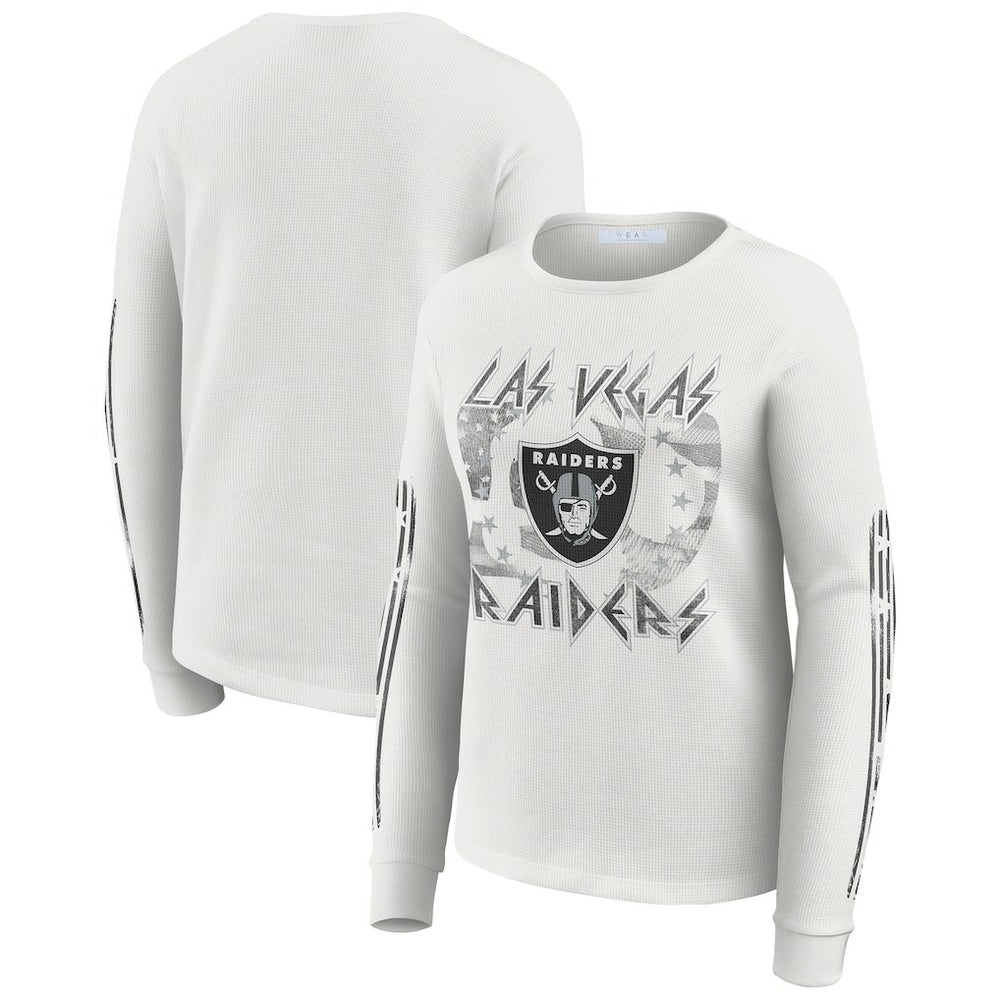 WEAR by Erin Andrews Women's Graphic Waffle Long-Sleeve T-Shirt - Las Vegas Raiders