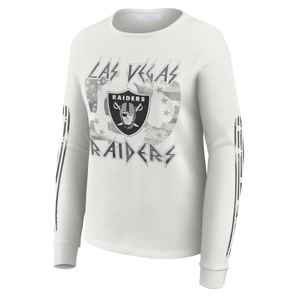 WEAR by Erin Andrews Women's Graphic Waffle Long-Sleeve T-Shirt - Las Vegas Raiders