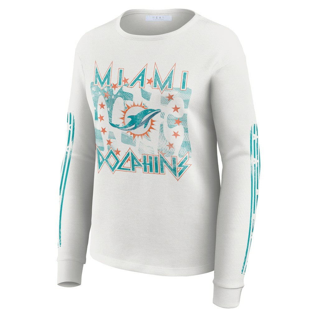 WEAR by Erin Andrews Women's Graphic Waffle Long-Sleeve T-Shirt - Miami Dolphins