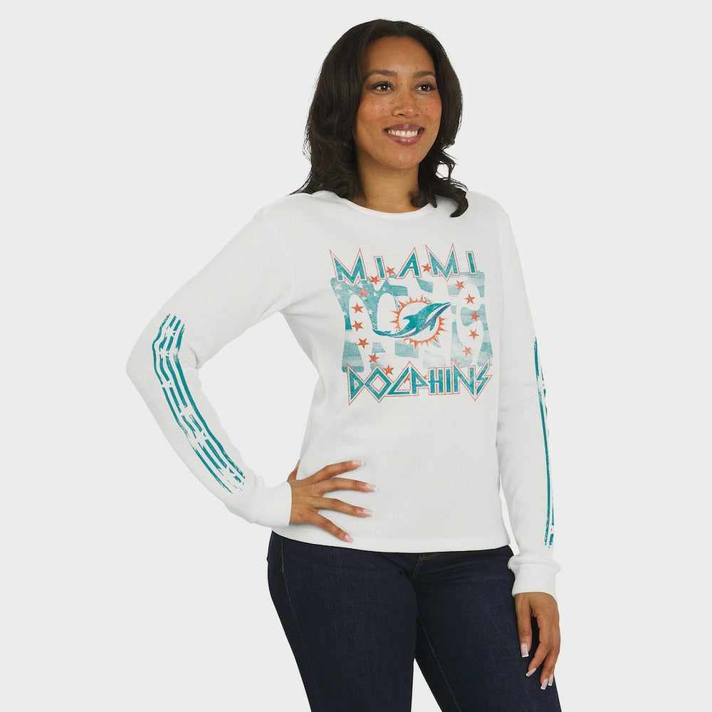 WEAR by Erin Andrews Women's Graphic Waffle Long-Sleeve T-Shirt - Miami Dolphins