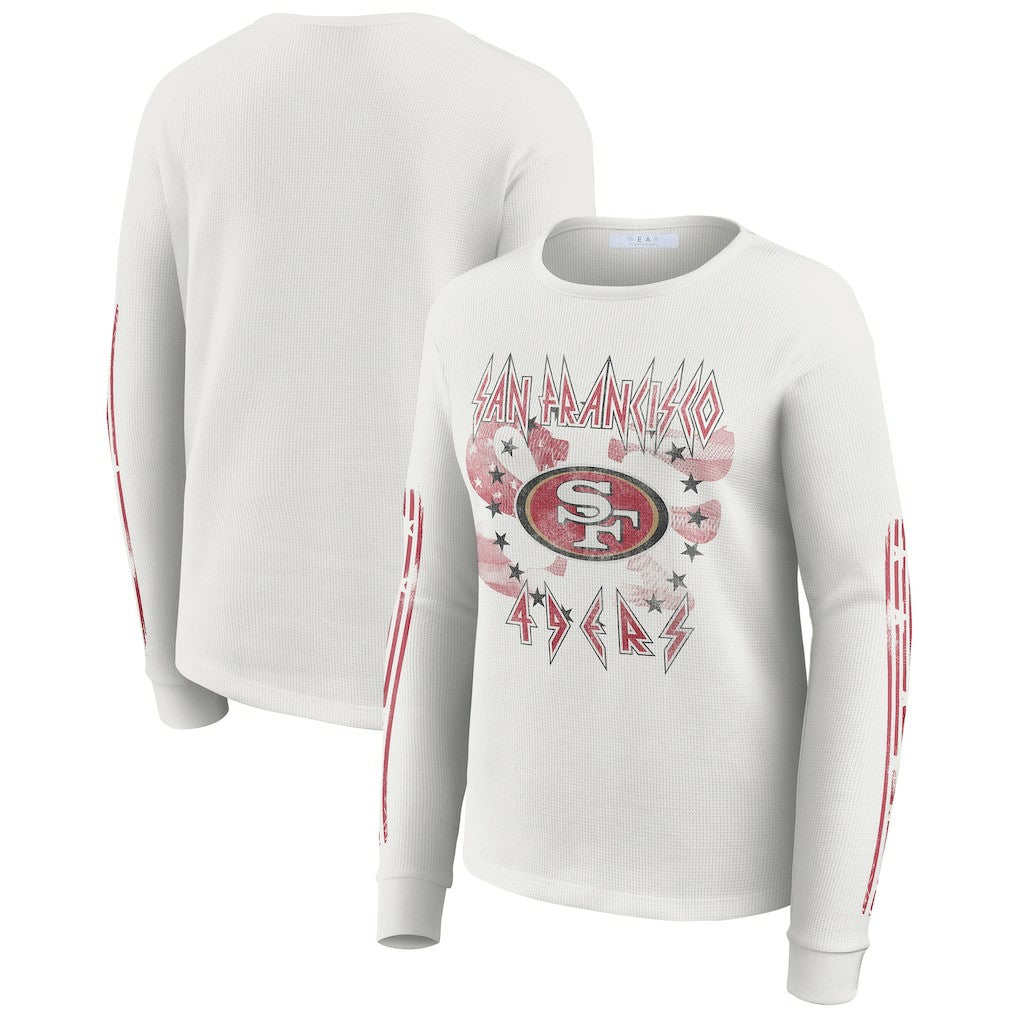 WEAR by Erin Andrews Women's Graphic Waffle Long-Sleeve T-Shirt - San Francisco 49ers