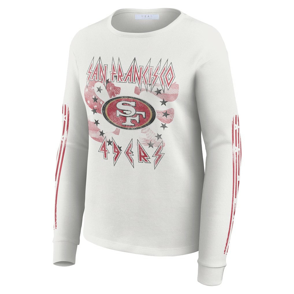 WEAR by Erin Andrews Women's Graphic Waffle Long-Sleeve T-Shirt - San Francisco 49ers