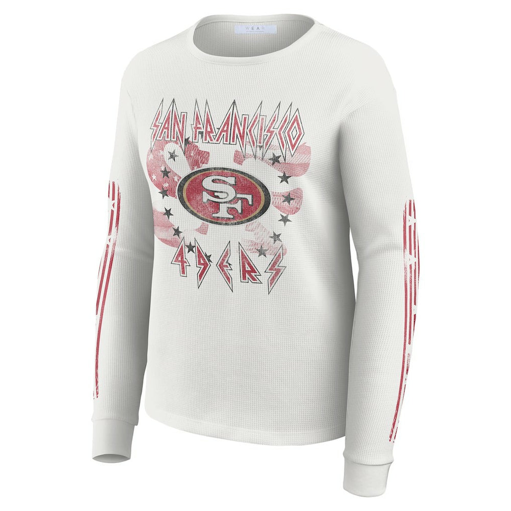 WEAR by Erin Andrews Women's Graphic Waffle Long-Sleeve T-Shirt - San Francisco 49ers