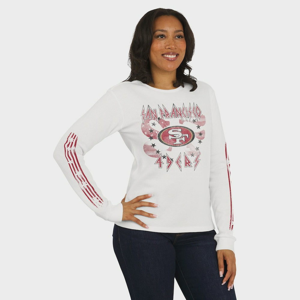 WEAR by Erin Andrews Women's Graphic Waffle Long-Sleeve T-Shirt - San Francisco 49ers