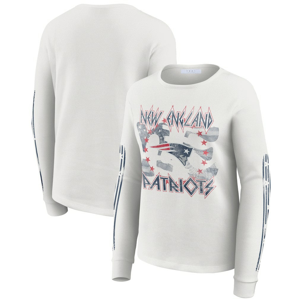 WEAR by Erin Andrews Women's Graphic Waffle Long-Sleeve T-Shirt - New England Patriots