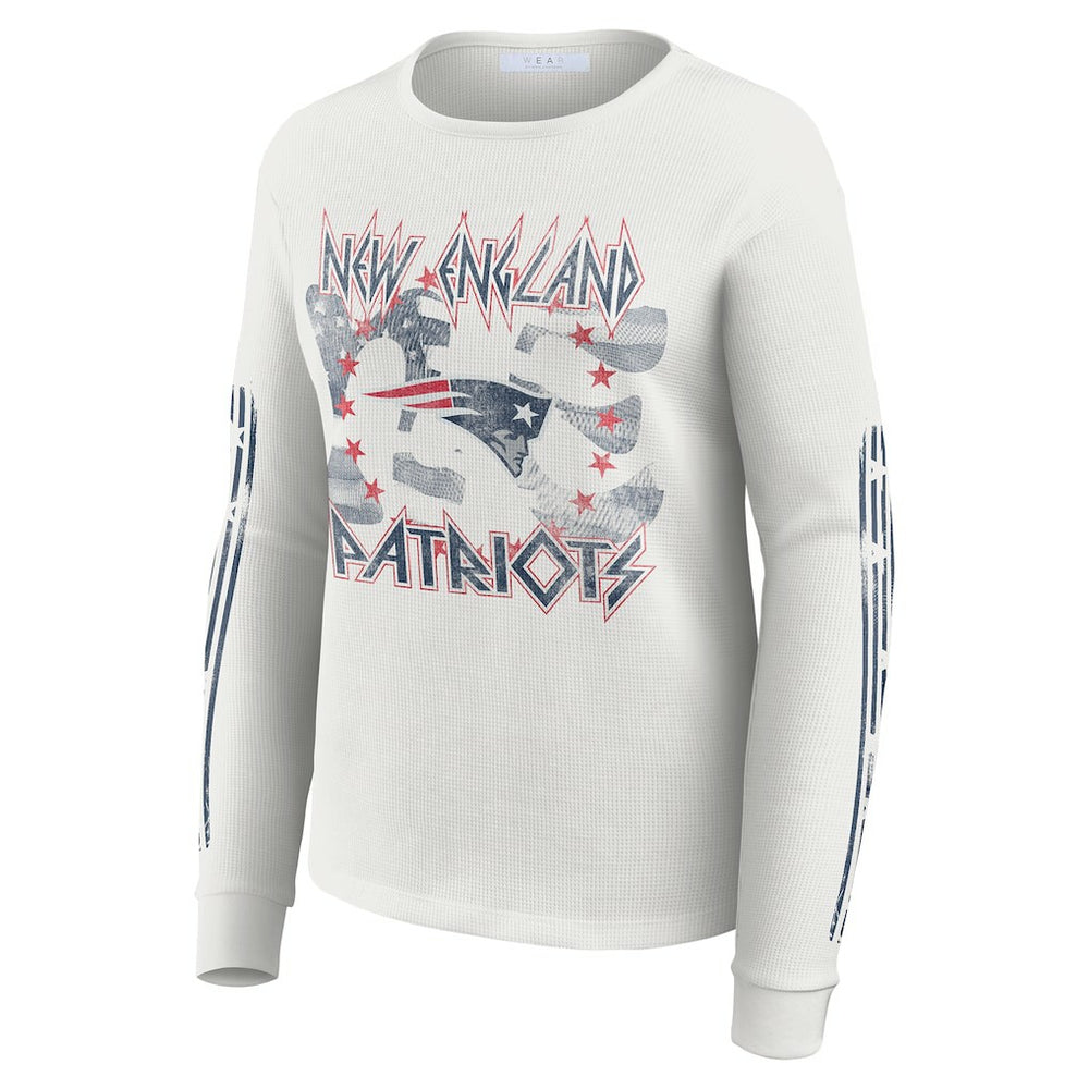 WEAR by Erin Andrews Women's Graphic Waffle Long-Sleeve T-Shirt - New England Patriots
