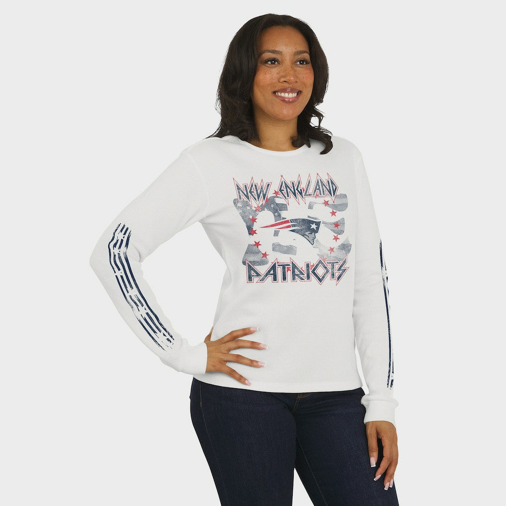WEAR by Erin Andrews Women's Graphic Waffle Long-Sleeve T-Shirt - New England Patriots