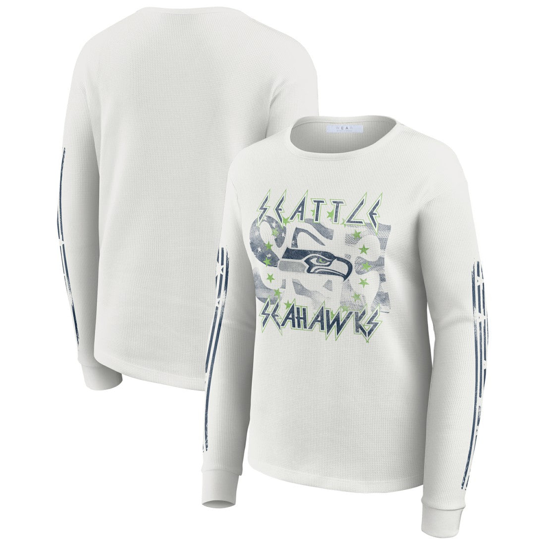 WEAR by Erin Andrews Women's Graphic Waffle Long-Sleeve T-Shirt - Seattle Seahawks